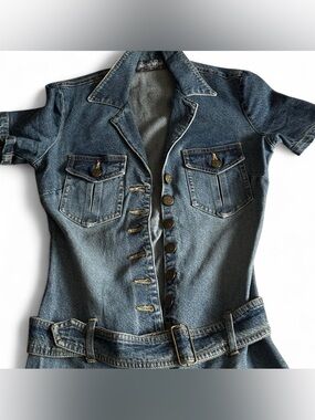 Vintage Bisou Bisou Short Sleeve Denim Jumpsuit
